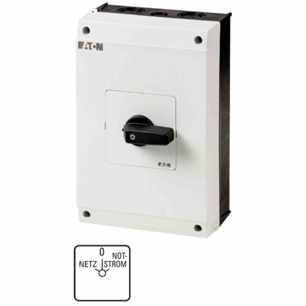 EATON 207237 T5B-4-8902/I4 Umschalter, Kontakte: 8, 63 A, Frontschild: Netz-0-Notstrom, 45 °, rastend, Aufbau