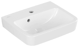 VILLEROY&BOCH 43444501 Villeroy & Boch Handwaschbecken O.novo 434445, 450 x 370 mm, Eckig, Becken mittig, 1HL. mittleres Hahnloch durchgestochen, mit Überlauf, Weiß Alpin 434445 Verpackungseinheit:1ST