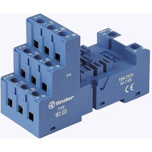 Finder 92.03 Relaissockel für Relaistyp 62.32 / 62.33 16 A 250 V BLAU Serie 92 Verpackungseinheit:1ST