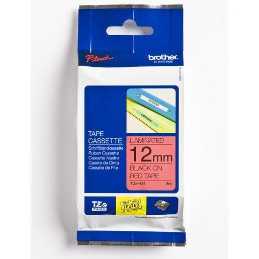 Brother TZE431 SCHWARZ/ROT Schriftbandkassette TZe431 Bandfarbe rot, Schriftfarbe schwarz, 12 mm Verpackungseinheit:1ST