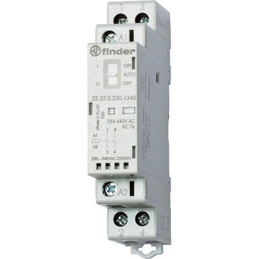 Finder 22.32.0.012.4540 Schütz für Reiheneinbau 1 Schließer und 1 Öffner 25 A Spule 12 V Verpackungseinheit:1ST
