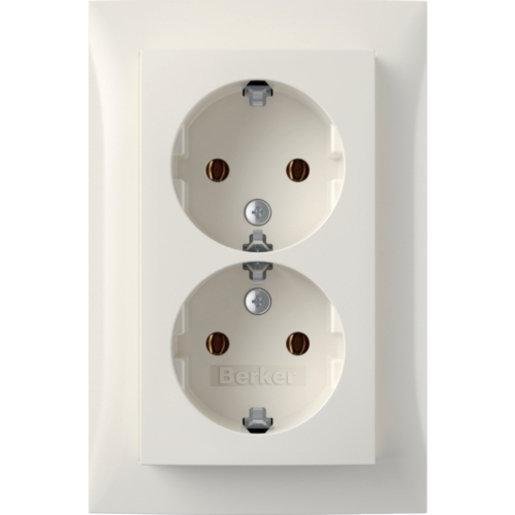 Berker 47748989 Doppelsteckdose SCHUKO mit Abdeckplatte S.1 polarweiß glänzend Verpackungseinheit:1ST