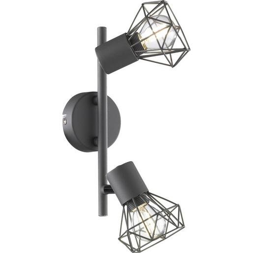 Honsel 22265 Decken/Wandleuchte Ran grau Drahtschirm 2xE14 40W Verpackungseinheit:1ST