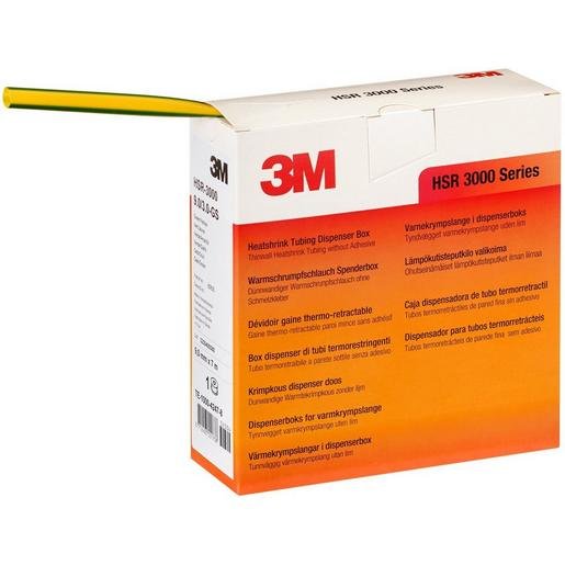 3M 7000099175 Warmschrumpfschl. dünnwandig o. Schmelzkleber 3/1mm 3:1 grün-gelb Box Verpackungseinheit:1ST