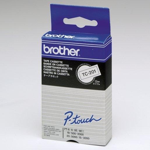 Brother TC201 SCHWARZ/WEISS Schriftband TC201 Bandfarbe weiss, Schriftfarbe schwarz, 12 mm Verpackungseinheit:1ST