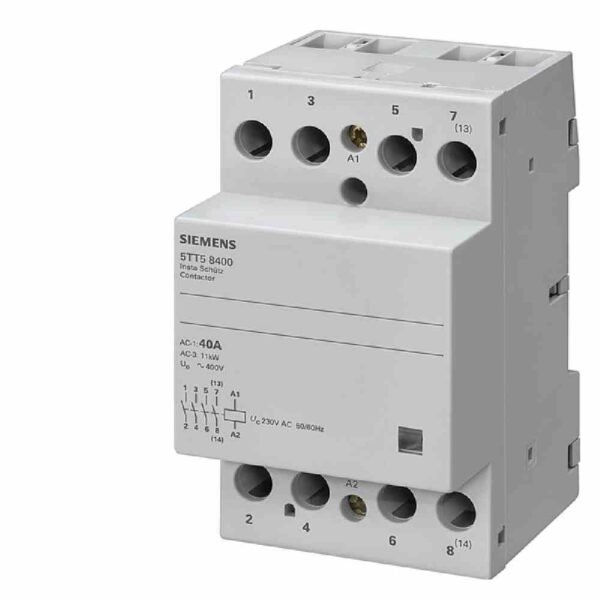 SIEMENS AG 5TT58400 Installationsschütz, 40A, 230V/AC, 400V/AC, 4S, 4000W/AGL, 3TE