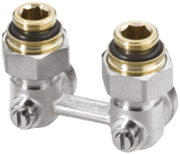 ALVA ALKHBE3/4.1/2 ALVA Hahnblock Zweirohr Eck 3/4" 50mm, absperrb., mit Nippel 3/4" x 1/2"  Verpackungseinheit:1ST